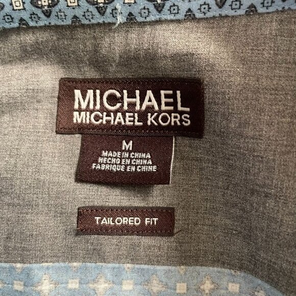 Mens Michael Kors Button Up Dress Shirt Tailored Fit Size M Blue u - Picture 11 of 13